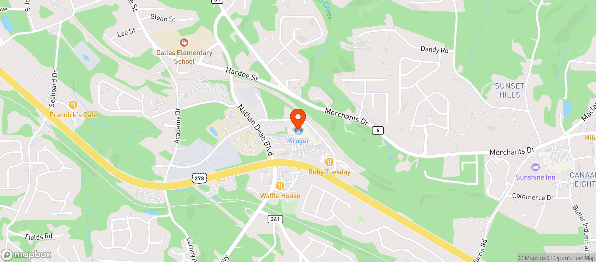 Map showing Kroger