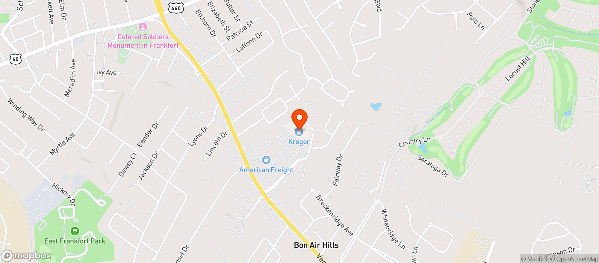 Map showing Kroger