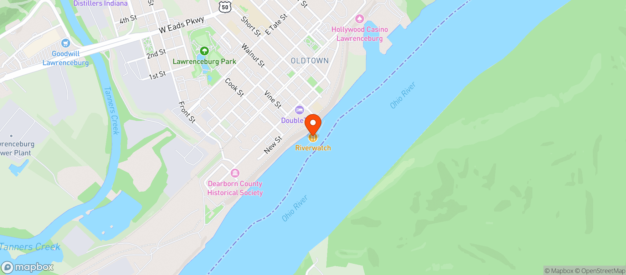 Map showing Riverwatch Floating Restaurant