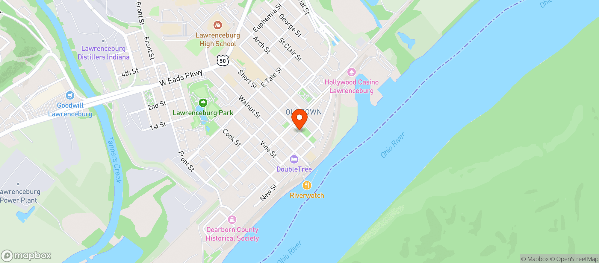 Map showing Proof 124 Table & Tavern