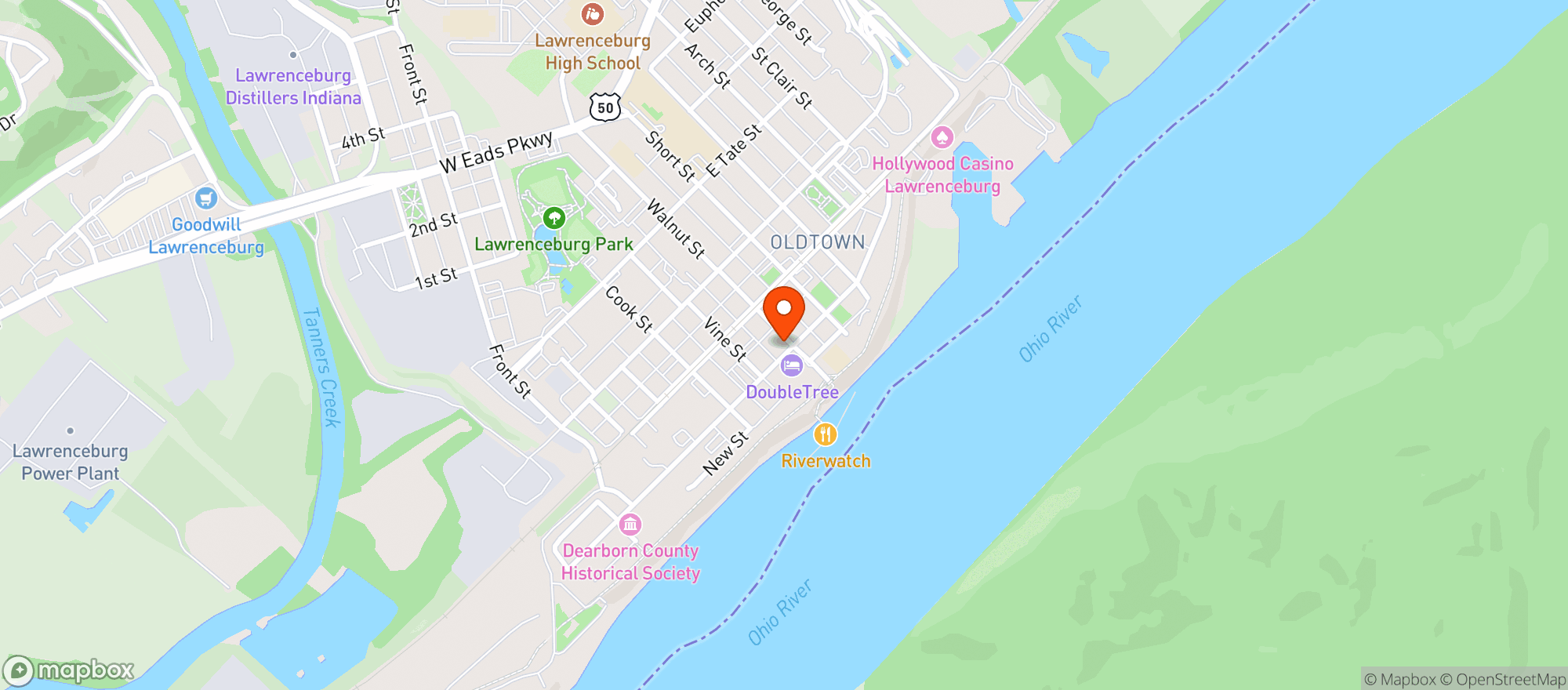 Map showing The Captains Tavern