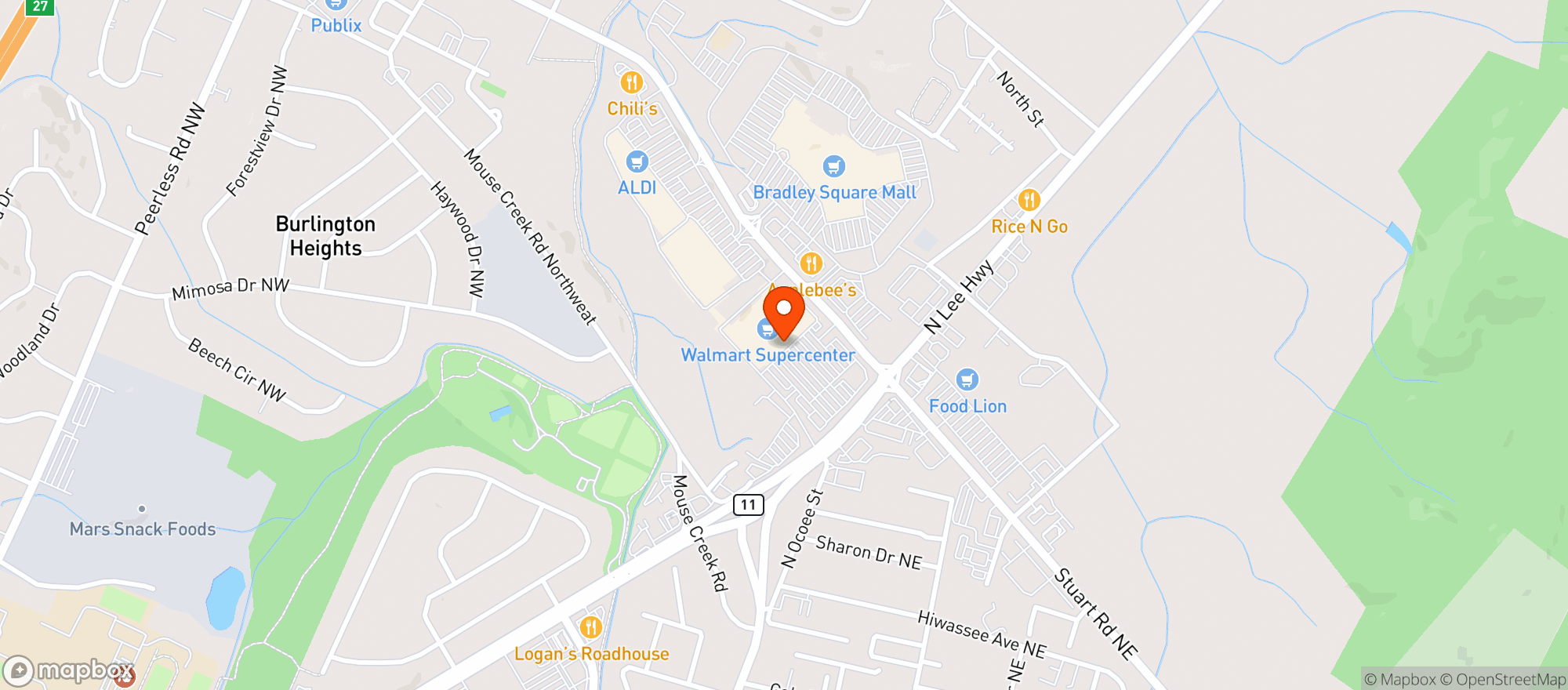 Map showing Walmart Supercenter