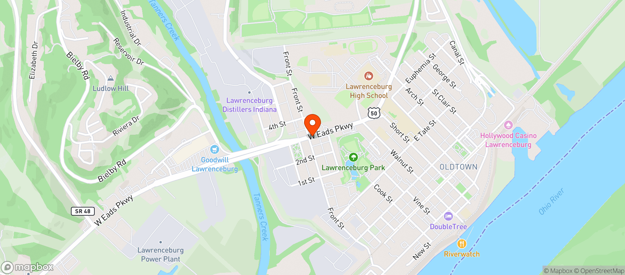 Map showing Whiteys Package Store