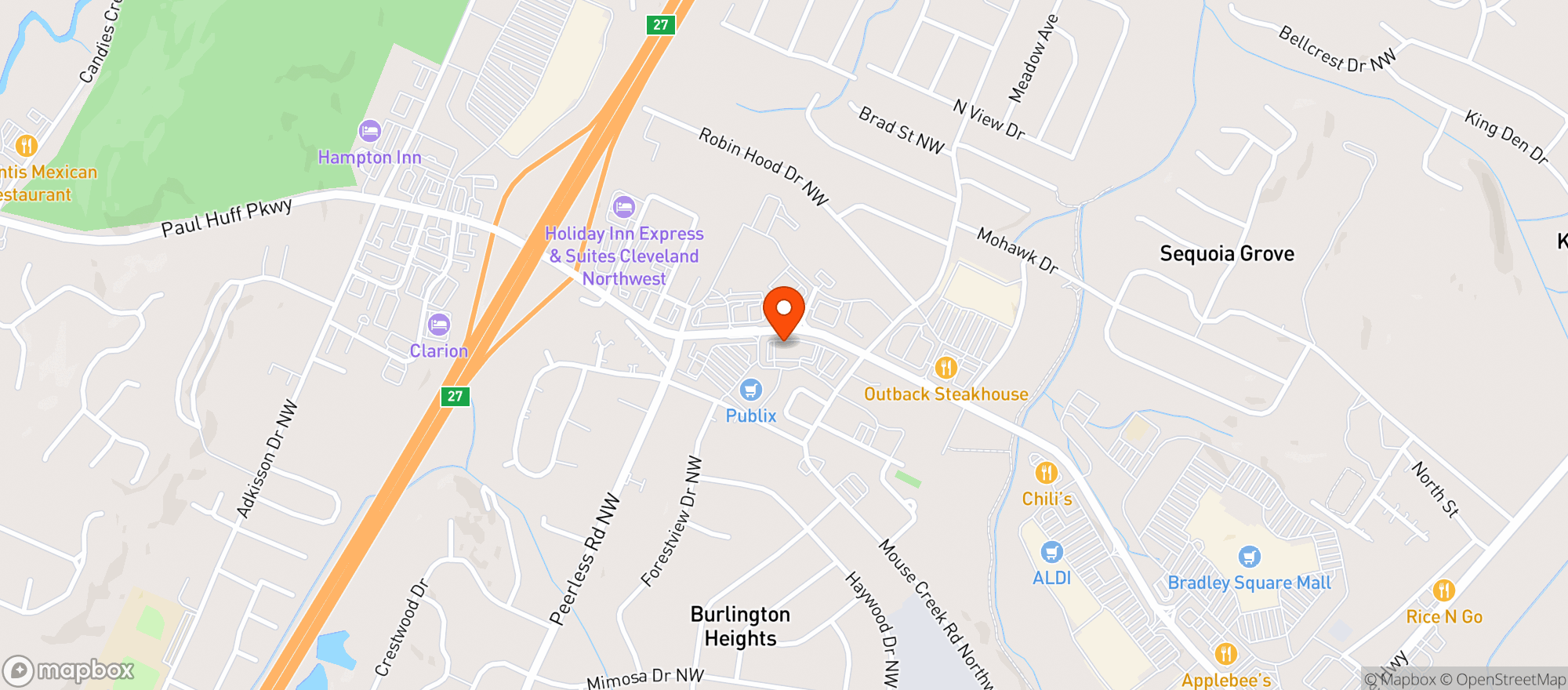 Map showing Buffalo Wild Wings Gril #340