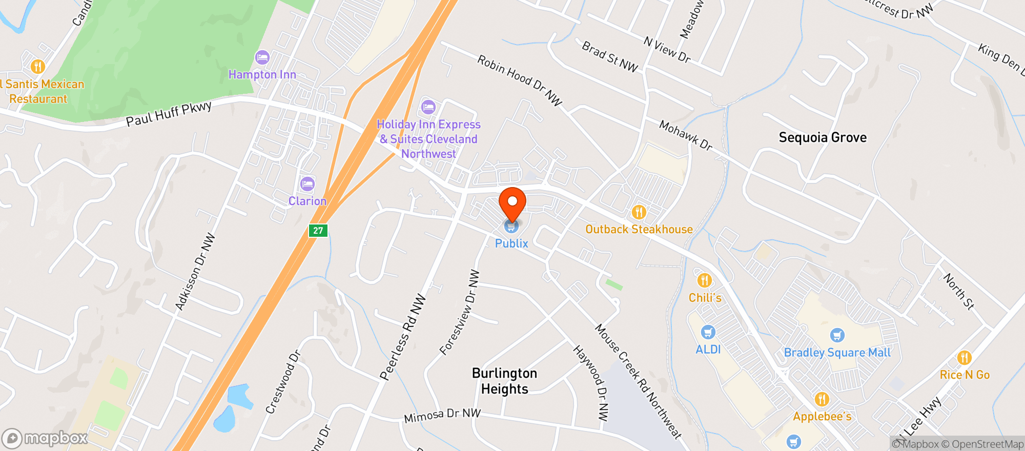 Map showing Publix