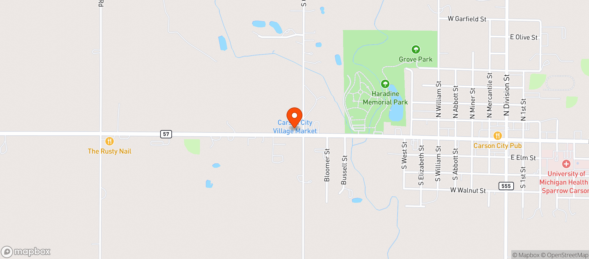 Map showing Village Market