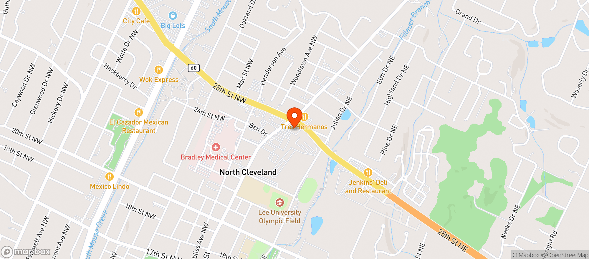 Map showing Cvs