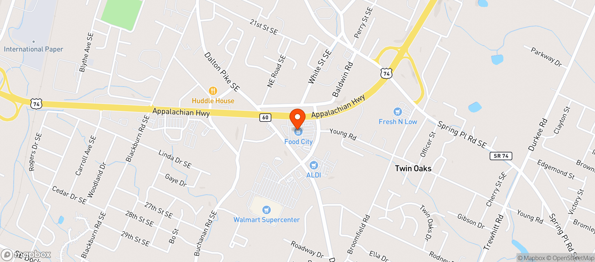 Map showing Food City