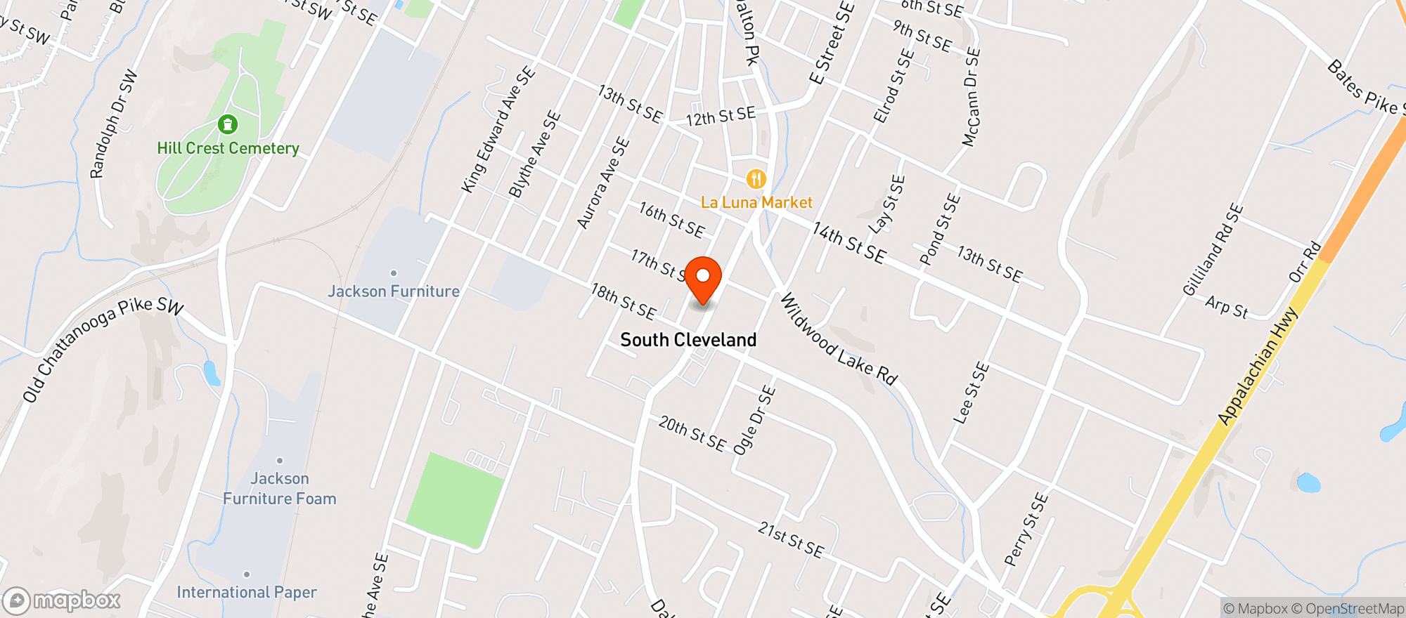 Map showing Red Hot Liquors