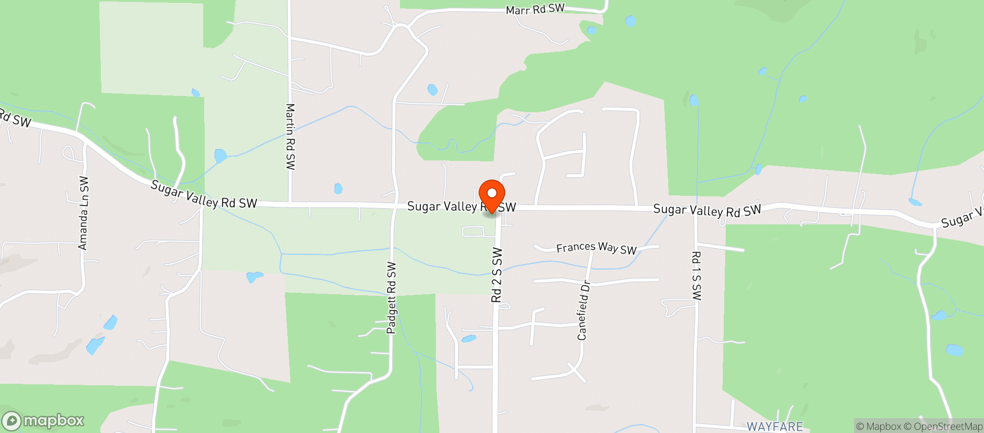 Map showing Sugar Valley Quick Shop