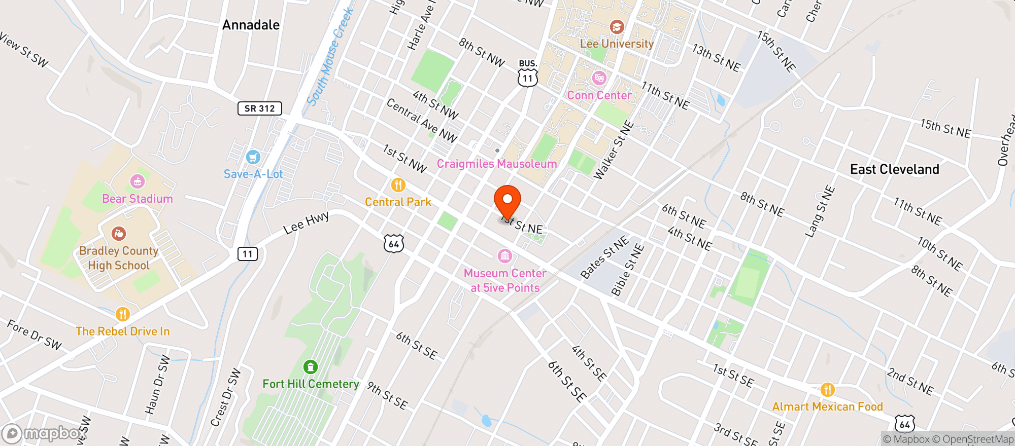 Map showing Mash & Hops