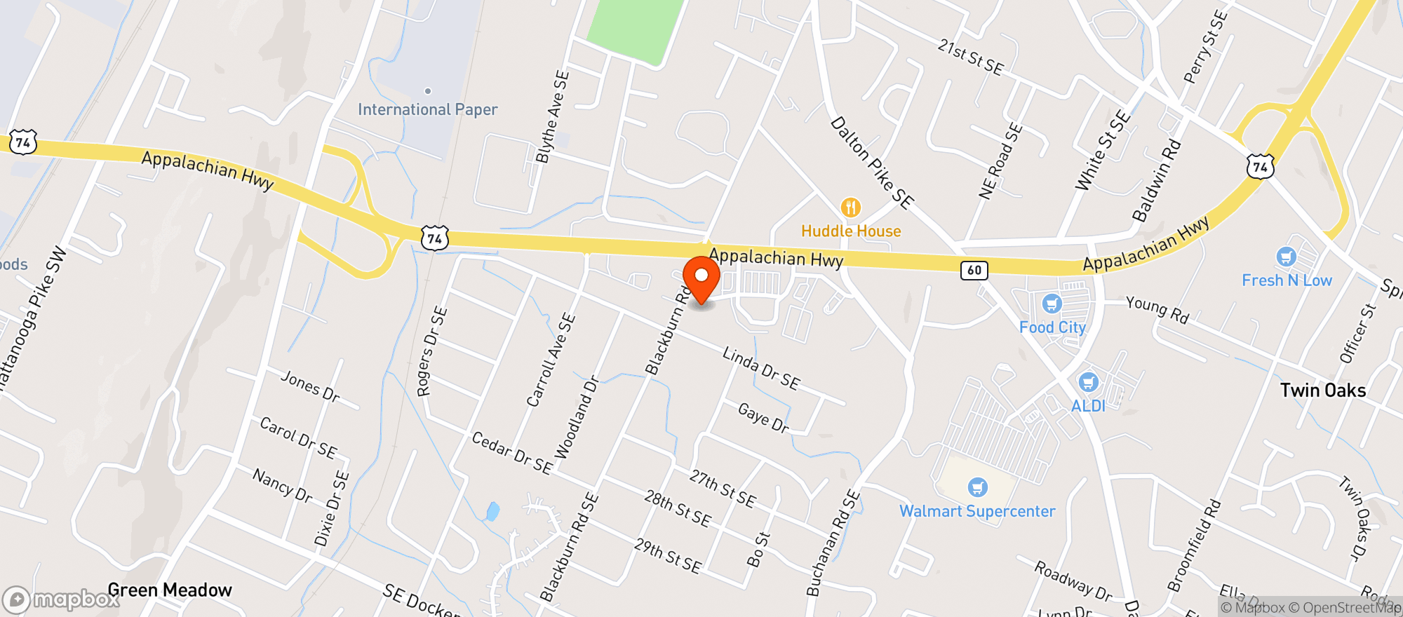 Map showing Southside Liquor & Wine