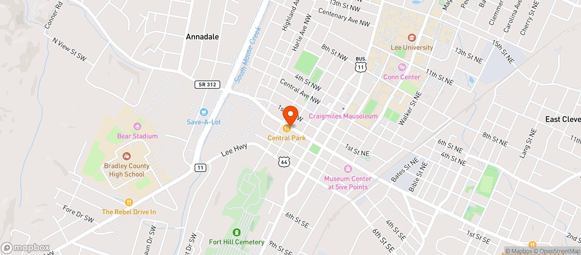 Map showing Cleveland Hemp Dispensary