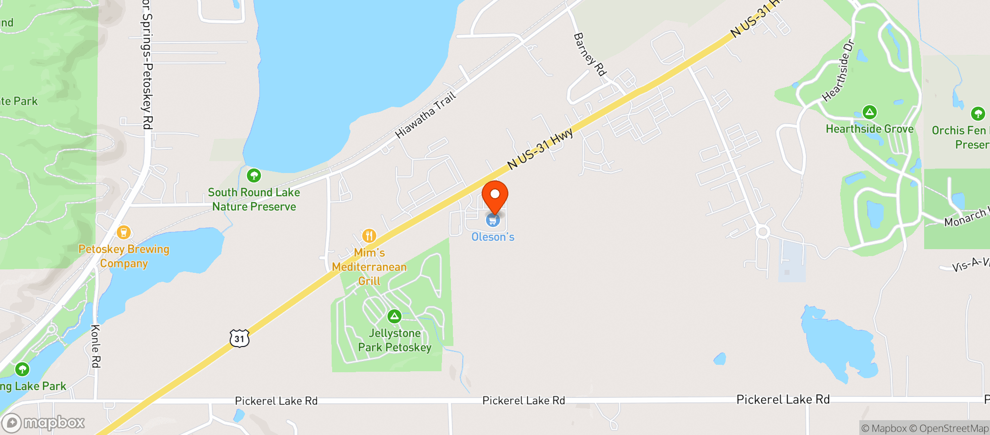 Map showing Oleson's Food Store
