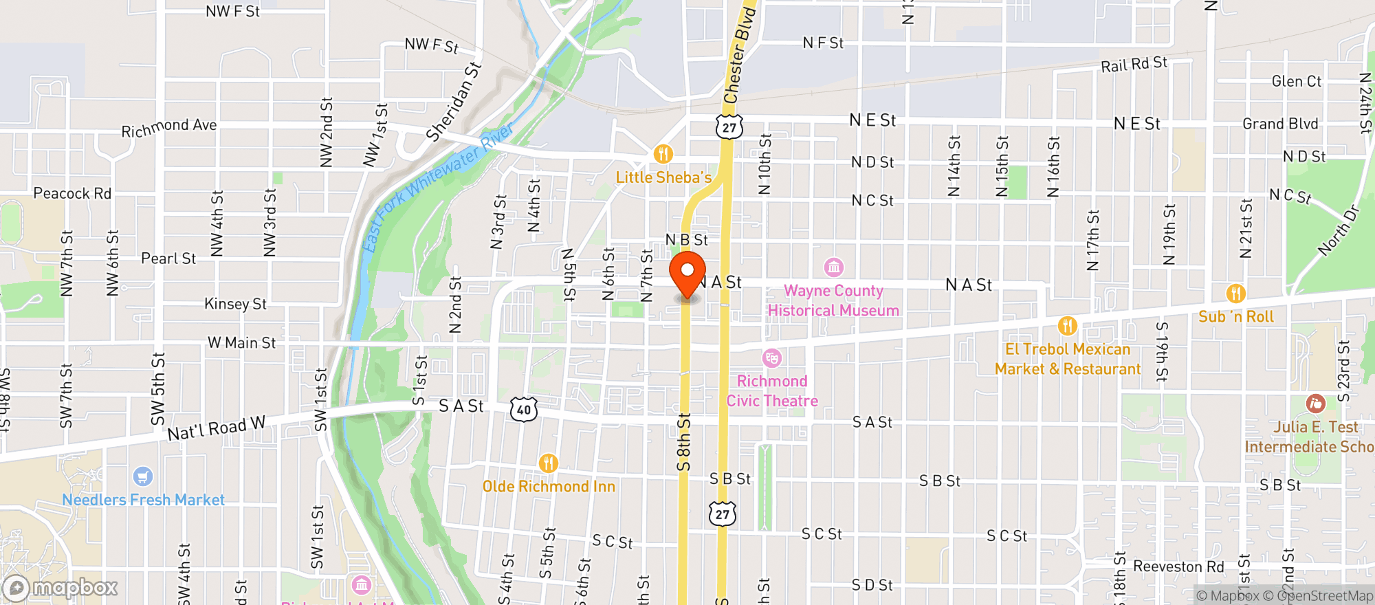 Map showing Smileys Pub