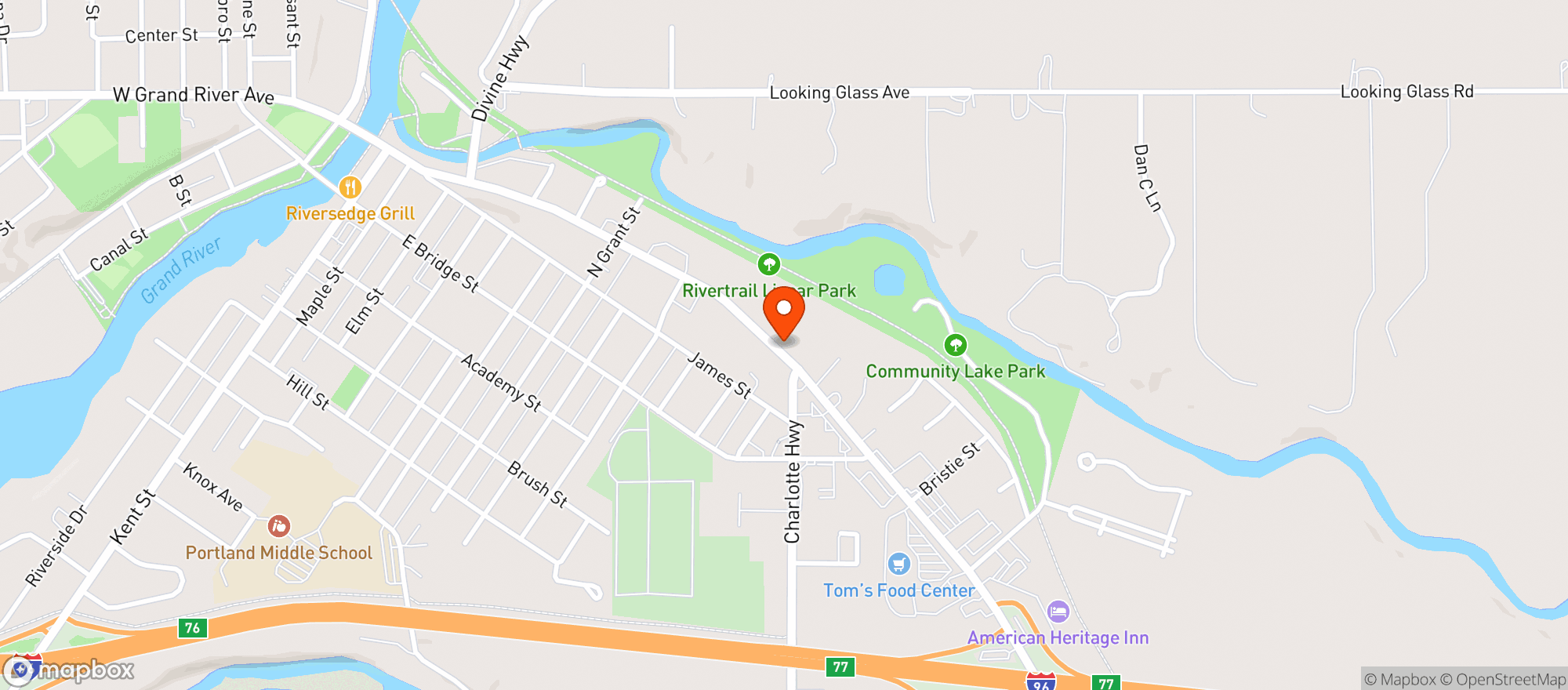 Map showing Bills Party Store