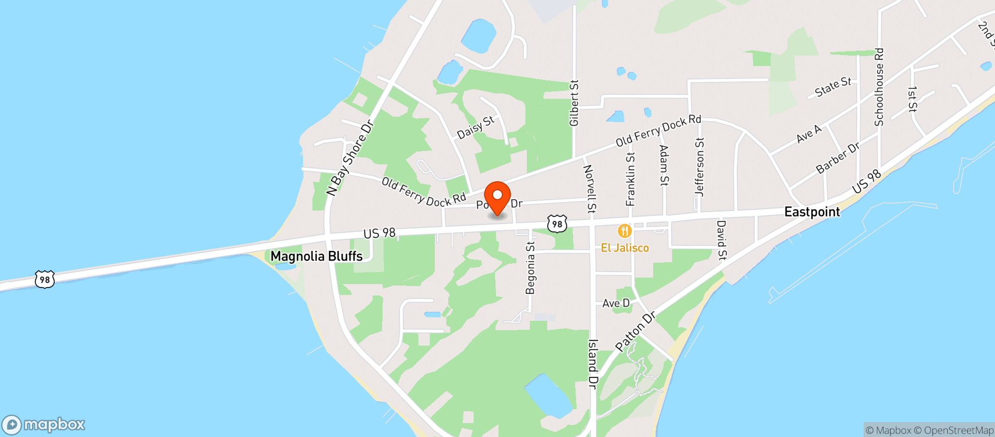 Map showing 98 Liquors