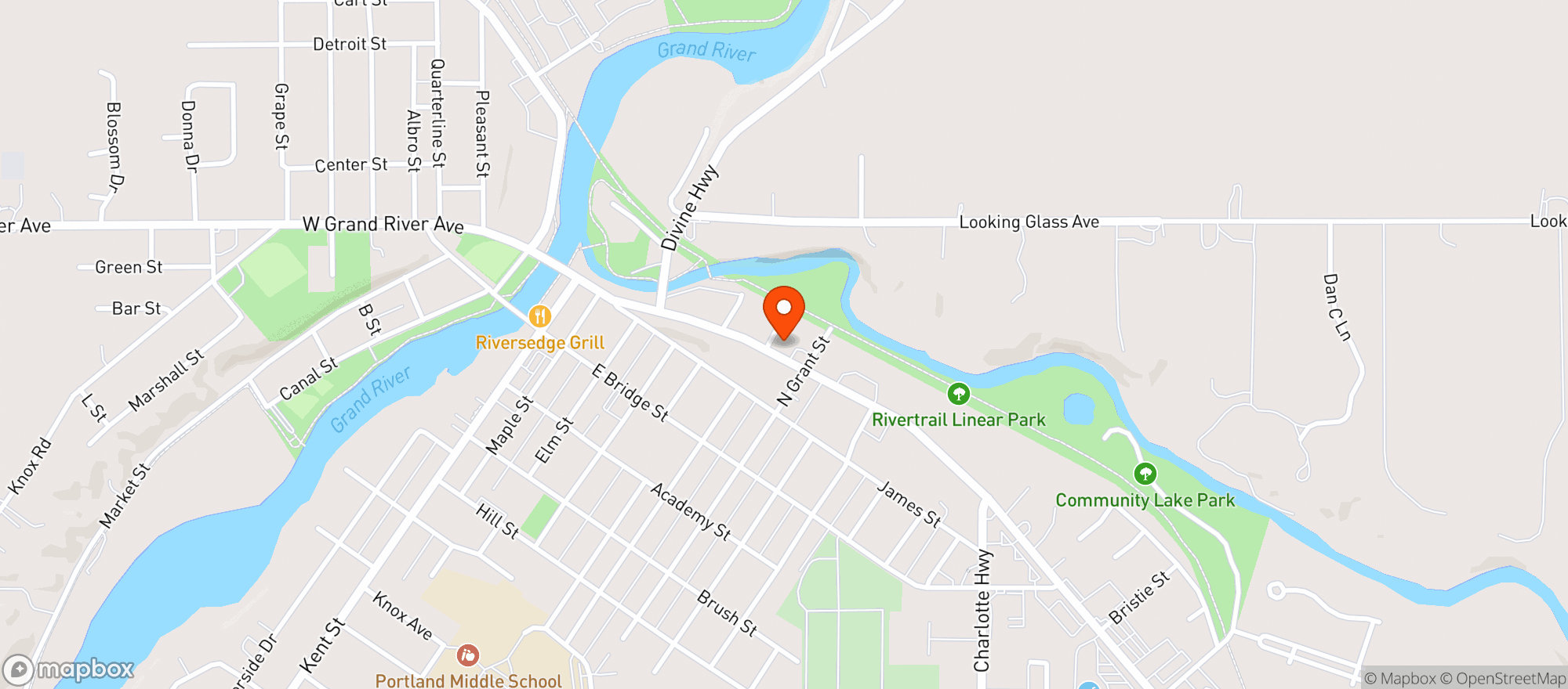 Map showing Portland Party Store