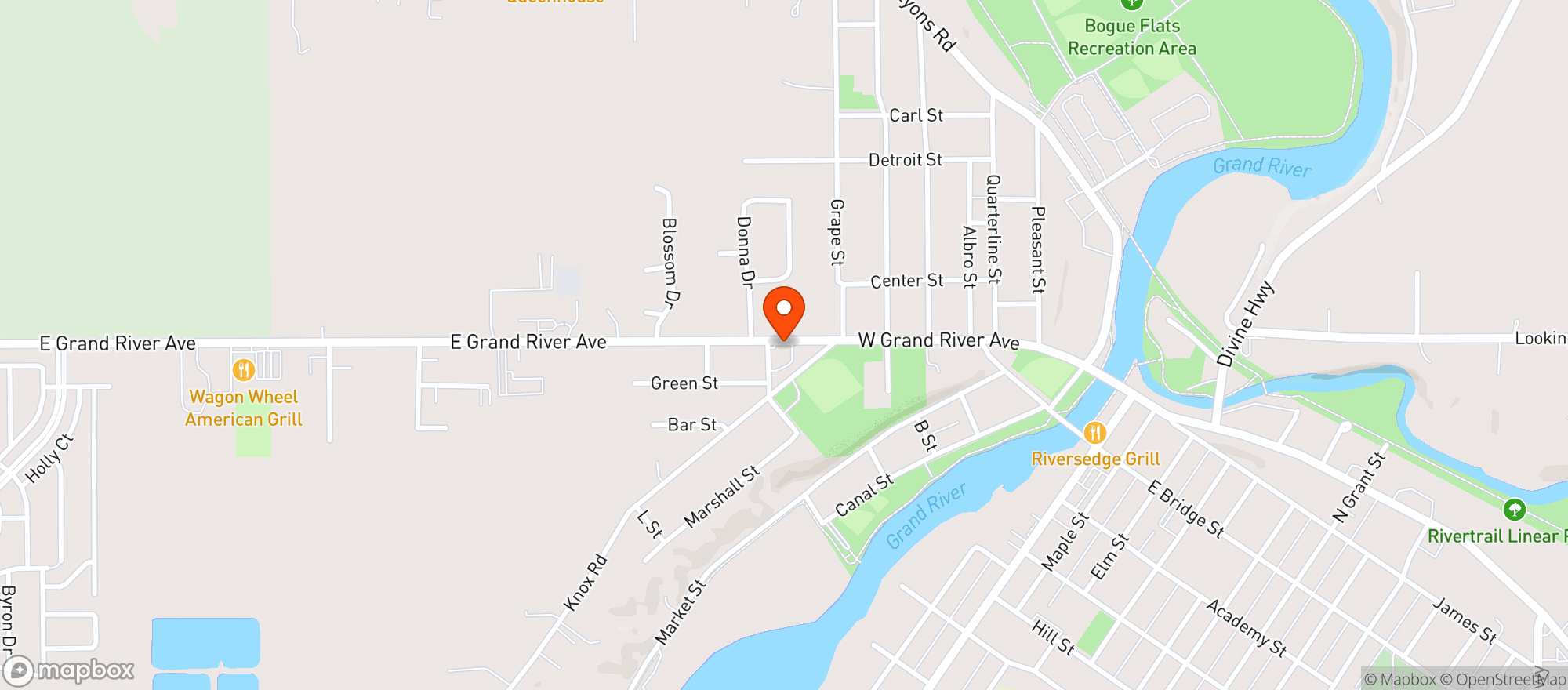Map showing West Side Grocery