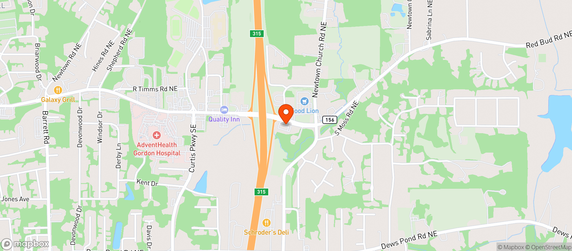 Map showing Circle K #121 - Red Bud Rd