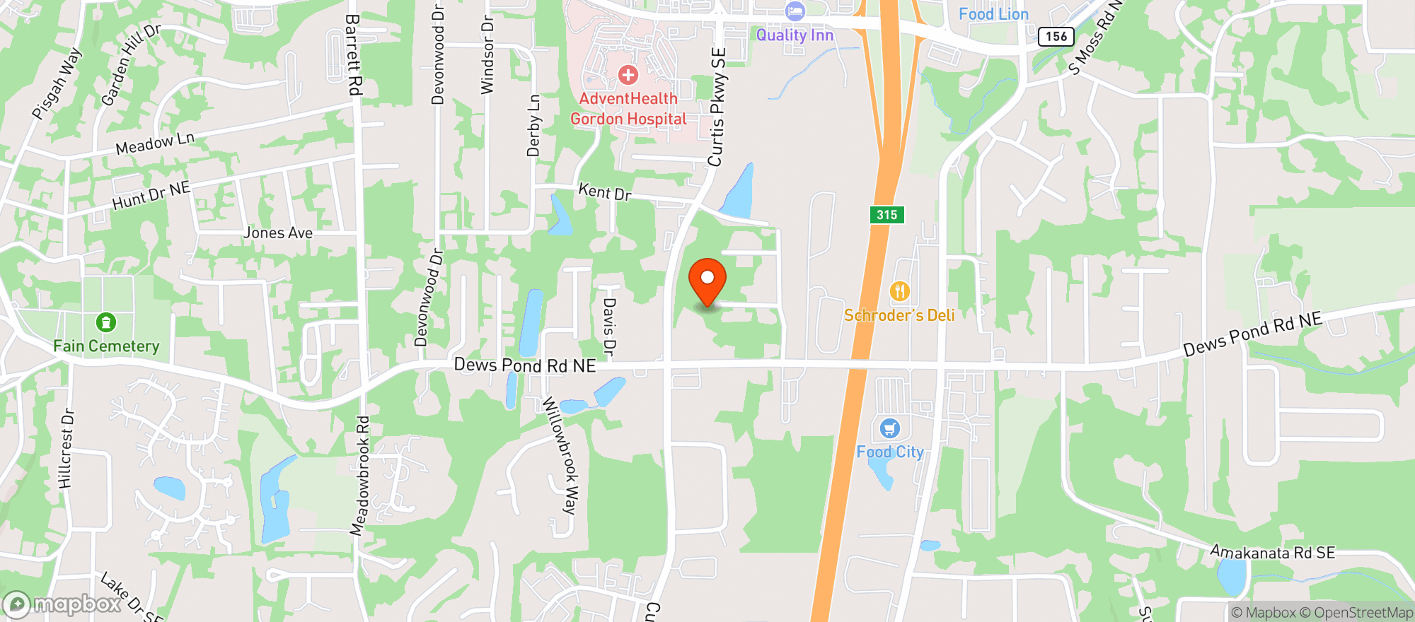Map showing ROCKET AND GALAXY GRILL