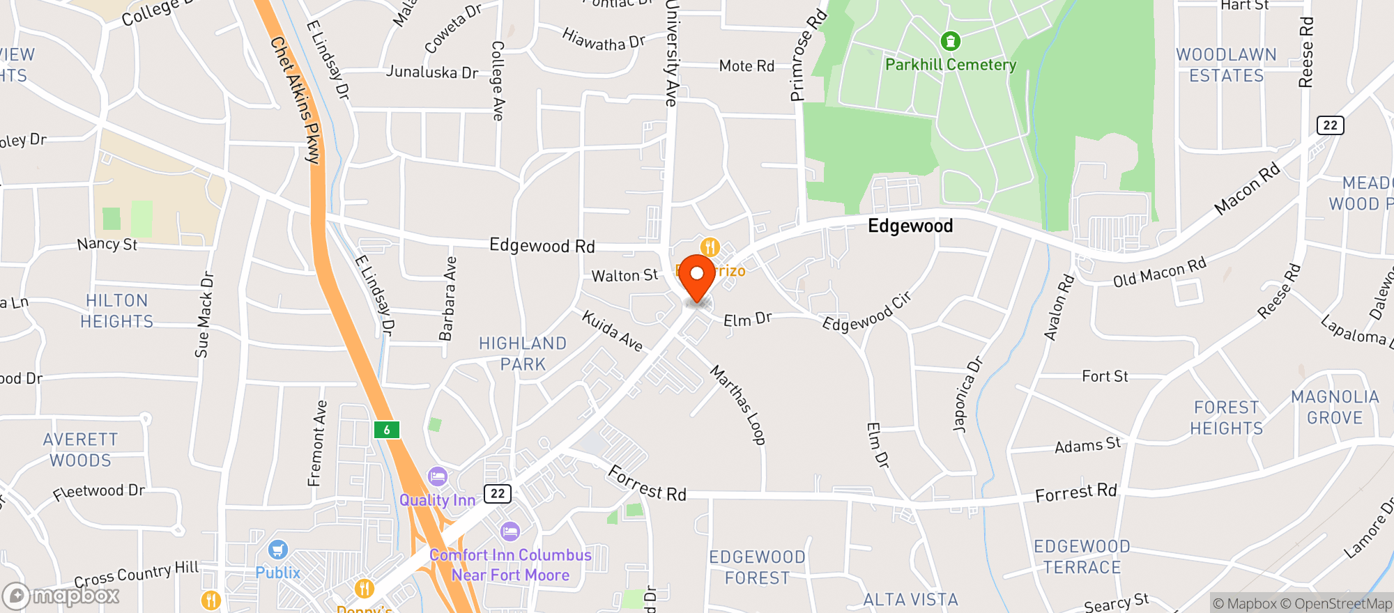 Map showing CIRCLE K (3720 MACON RD)