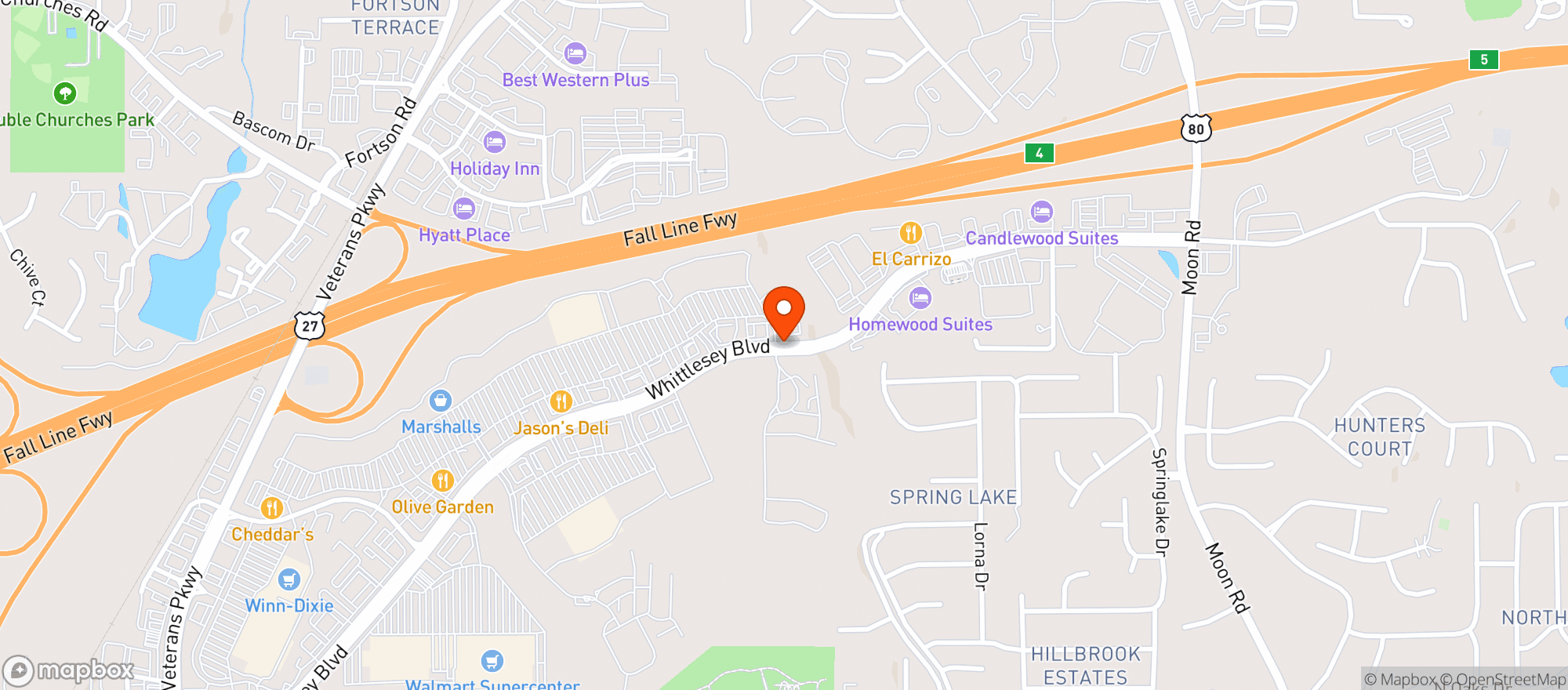 Map showing Wild Wing Cafe