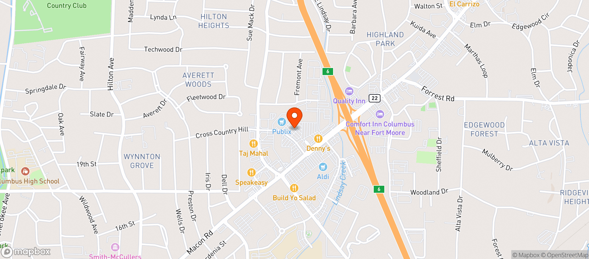 Map showing Publix