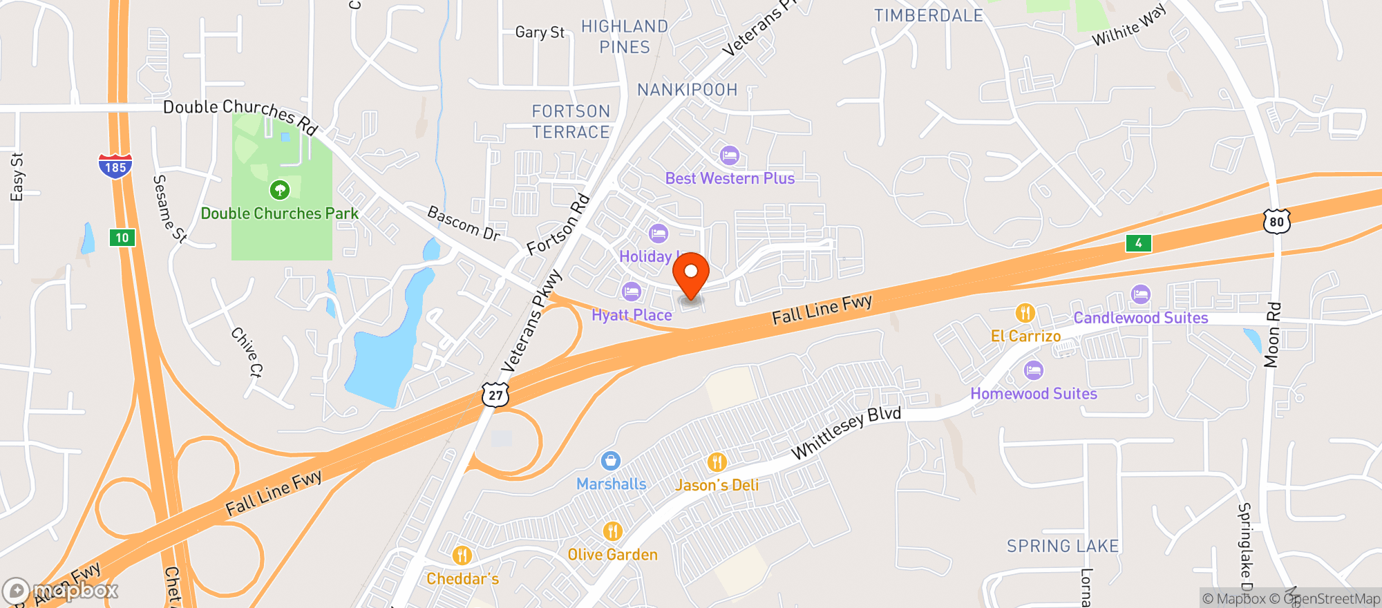 Map showing Columbus Beverage