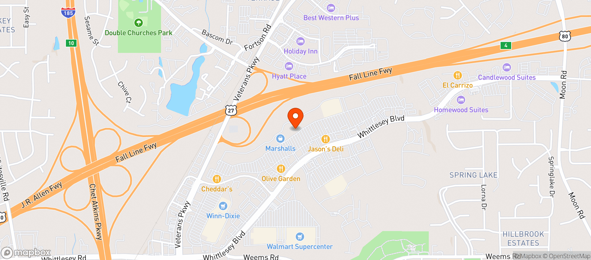 Map showing Buffalo Wild Wings Gril #115