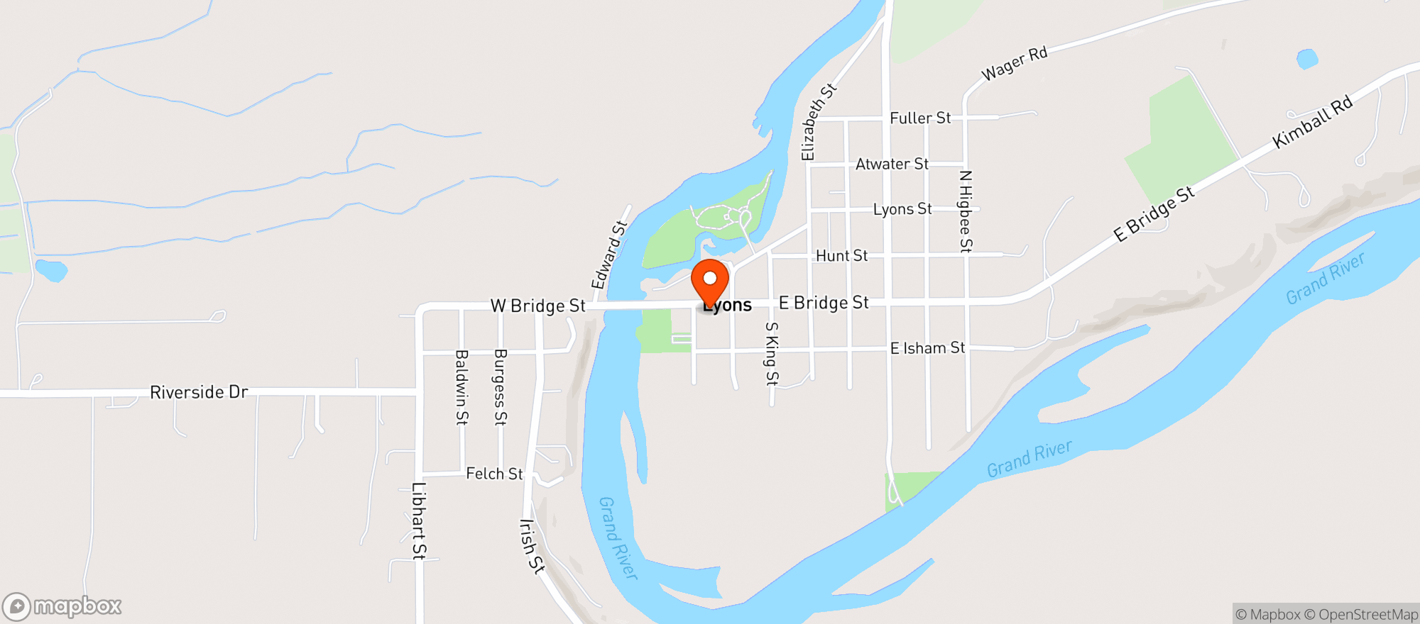 Map showing Lyons Bar