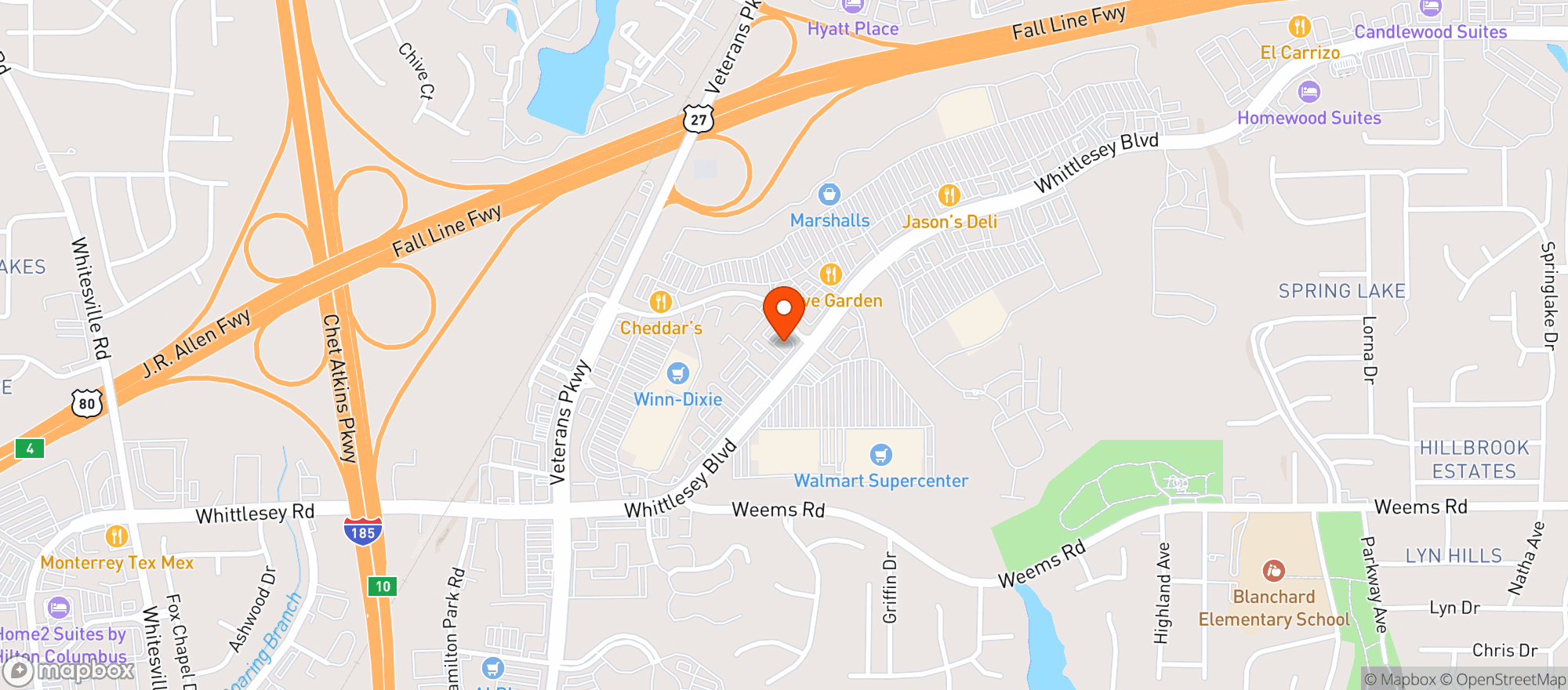 Map showing Twin Peaks Restaurant #88