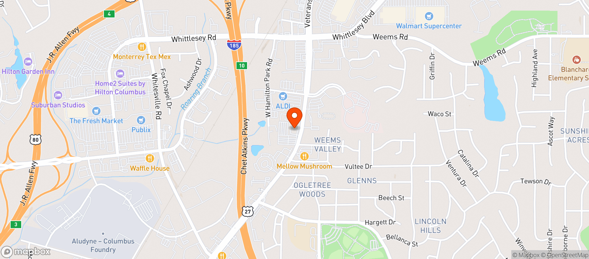 Map showing Columbus Naturals