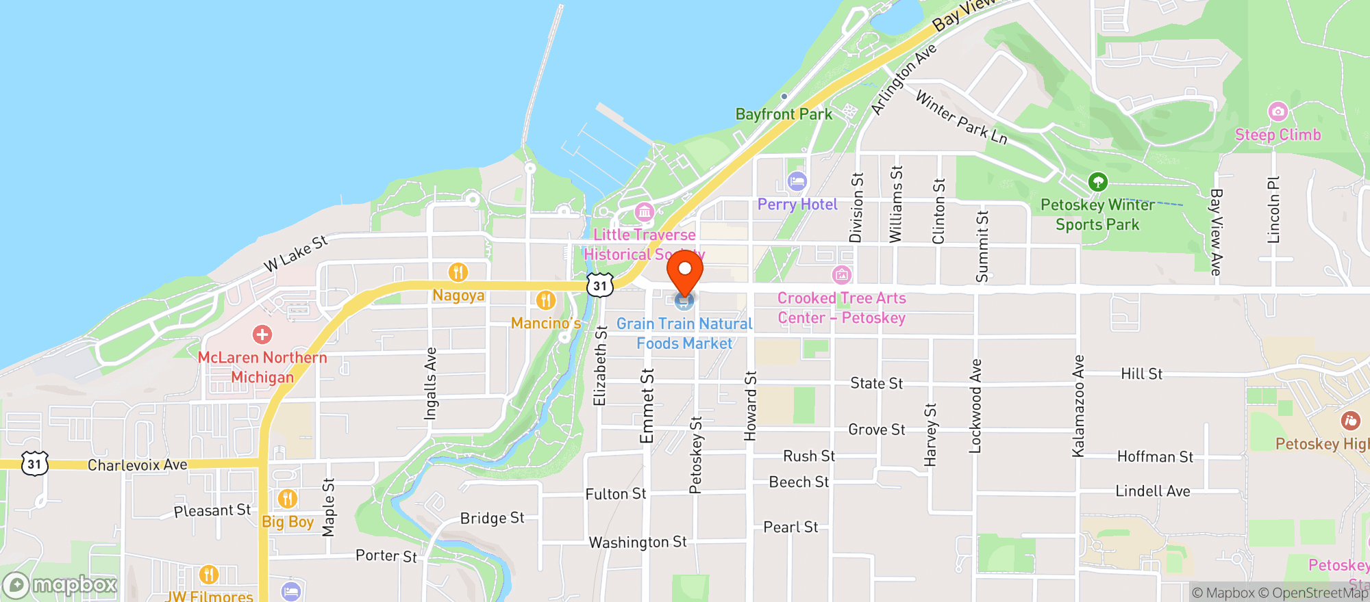 Map showing Grain Train Market