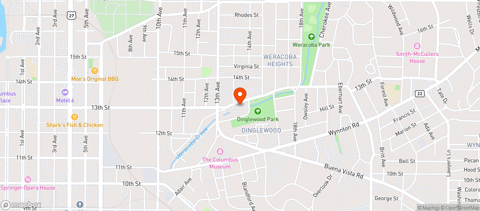 Map showing Wicked Hen