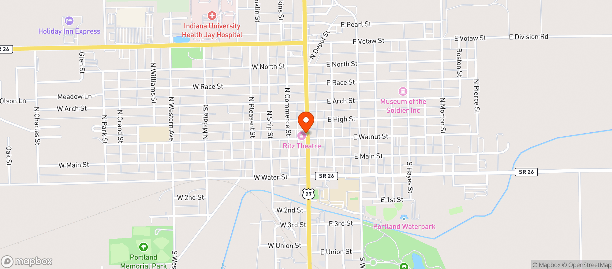 Map showing Pits Cocktail Lounge