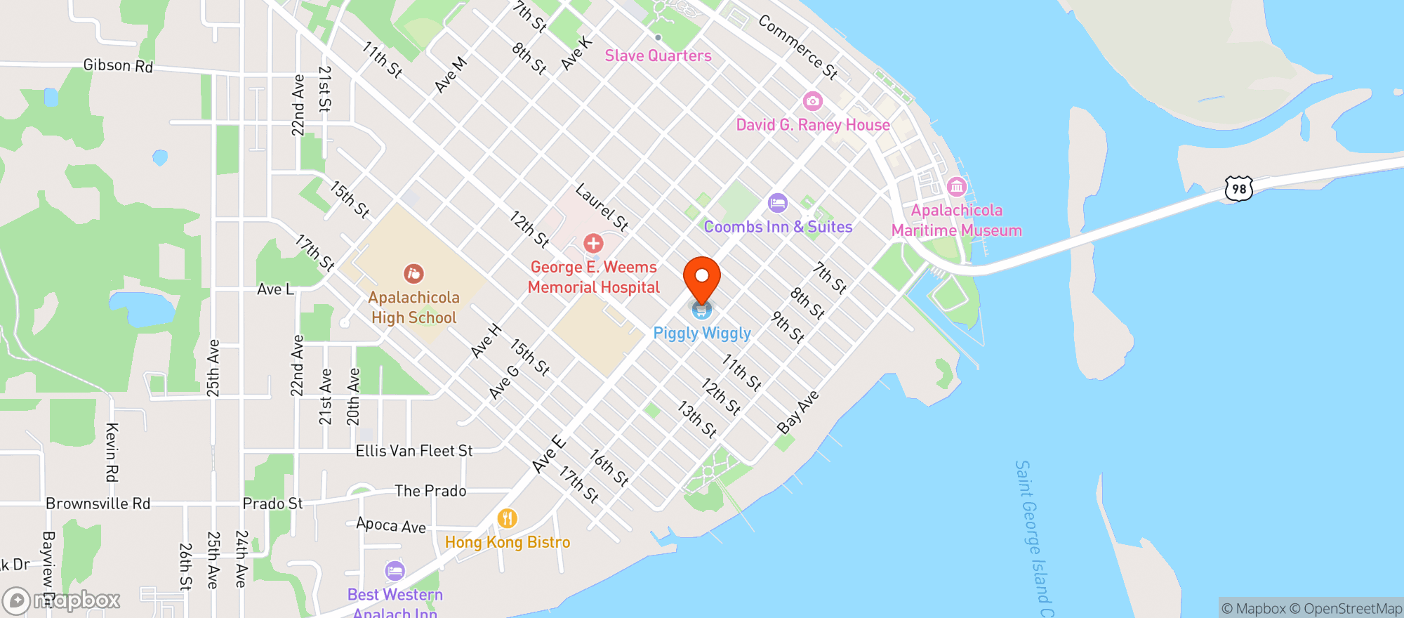Map showing Piggly Wiggly