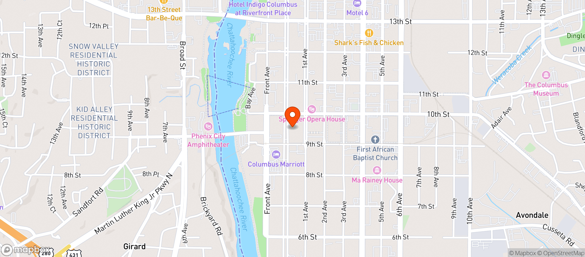 Map showing River Center