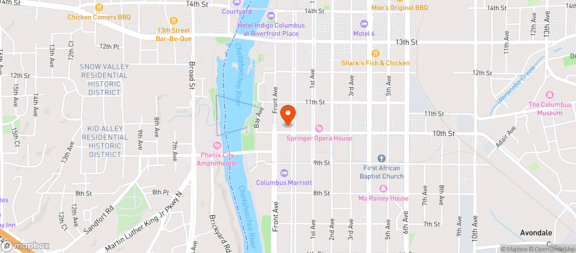 Map showing Fountain City Coffee
