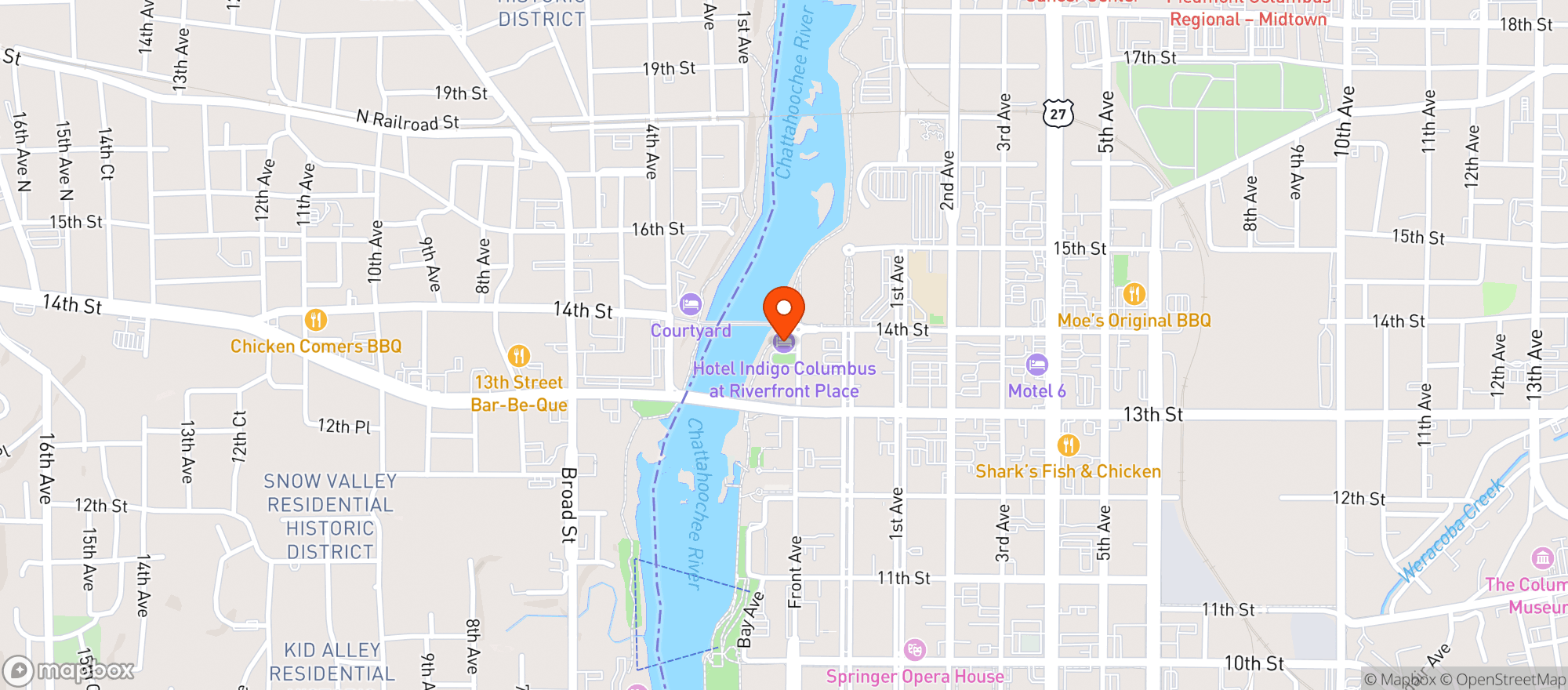 Map showing Hotel Indigo