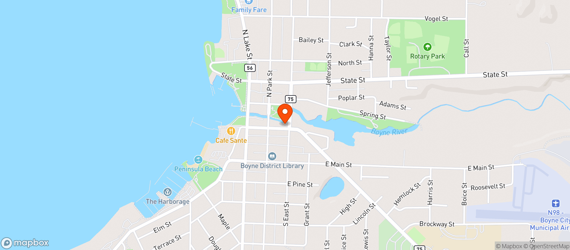 Map showing Boyne River Inn