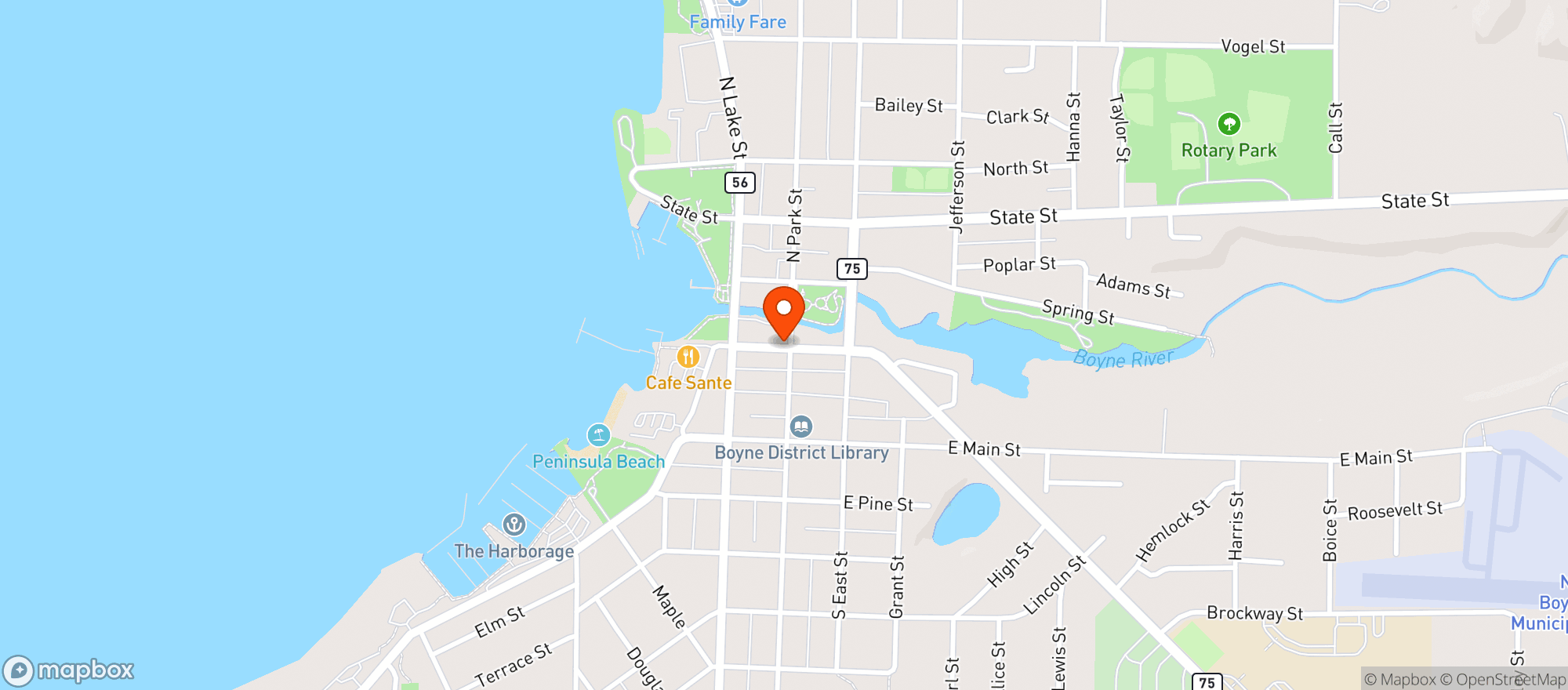 Map showing Boyne Country Party Shop