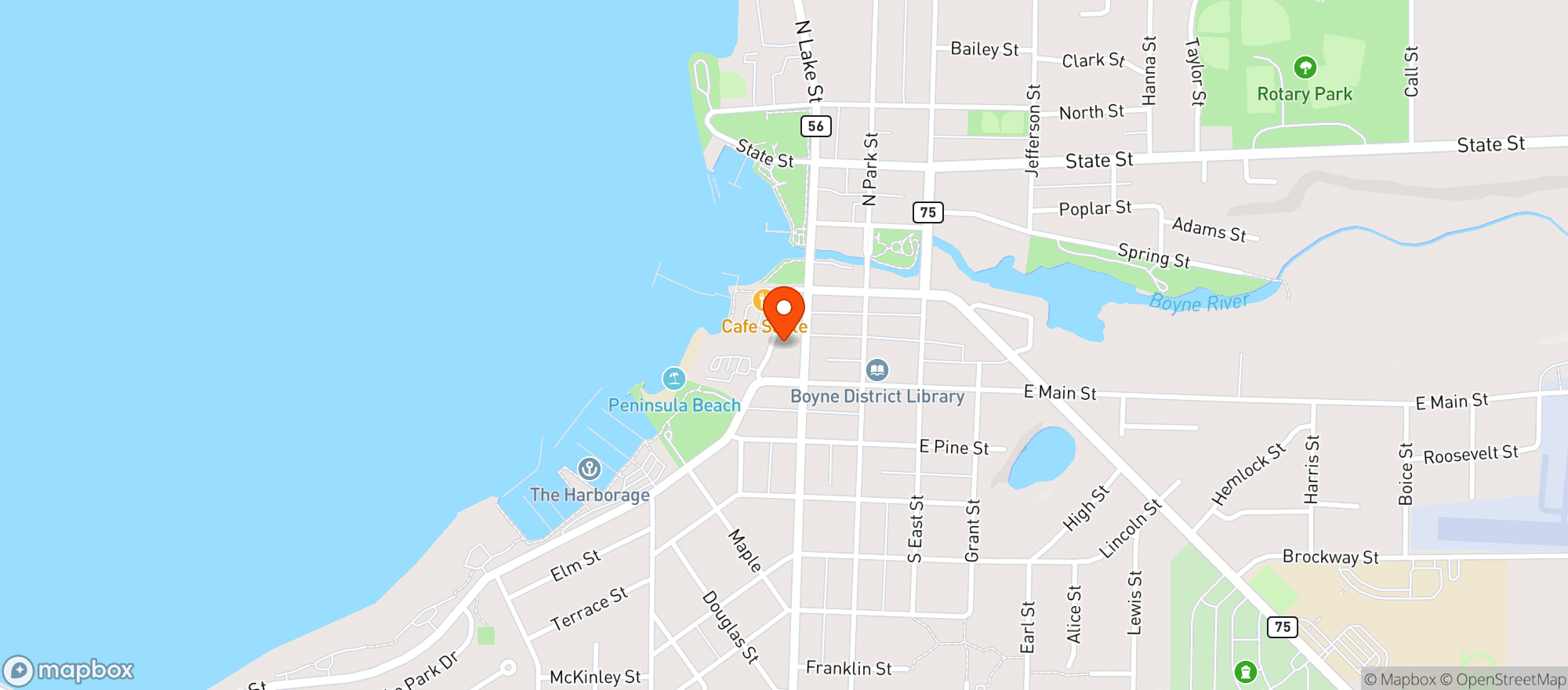 Map showing Lake Street Pub