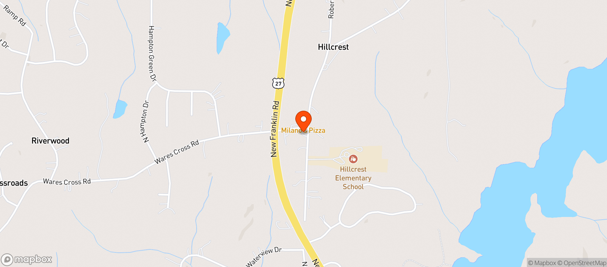 Map showing Hillcrest Food Mart