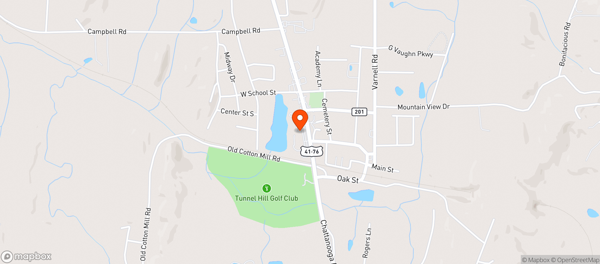 Map showing Tha Cloud House Tunnel Hill
