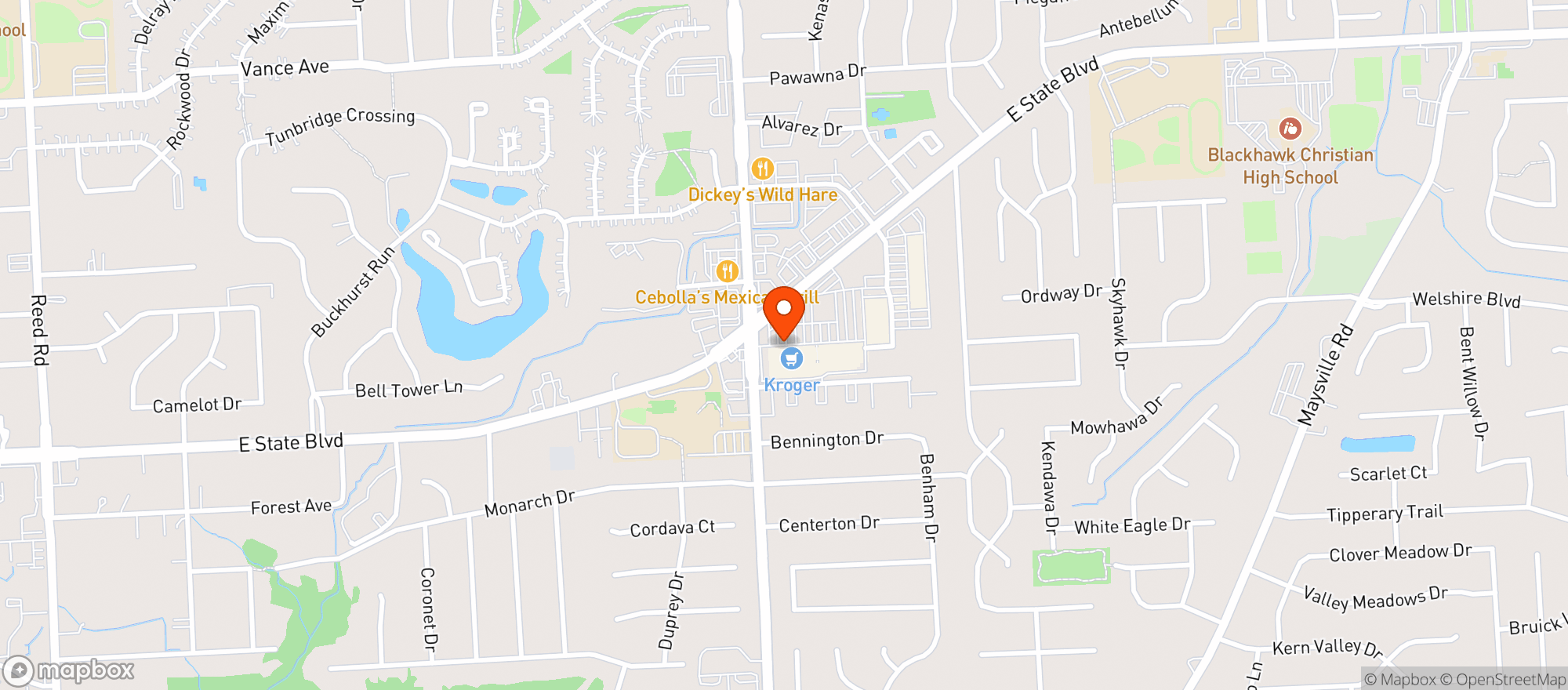 Map showing Kroger #425
