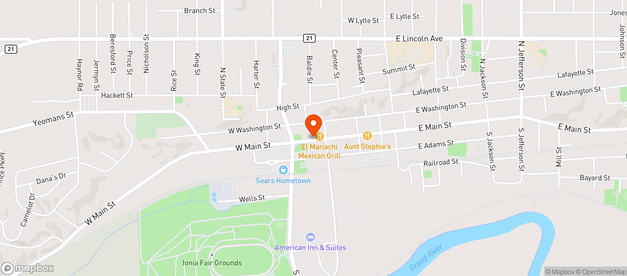 Map showing El Mariachi Mexican Grill