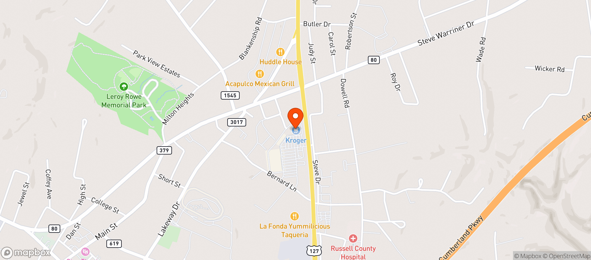 Map showing Kroger