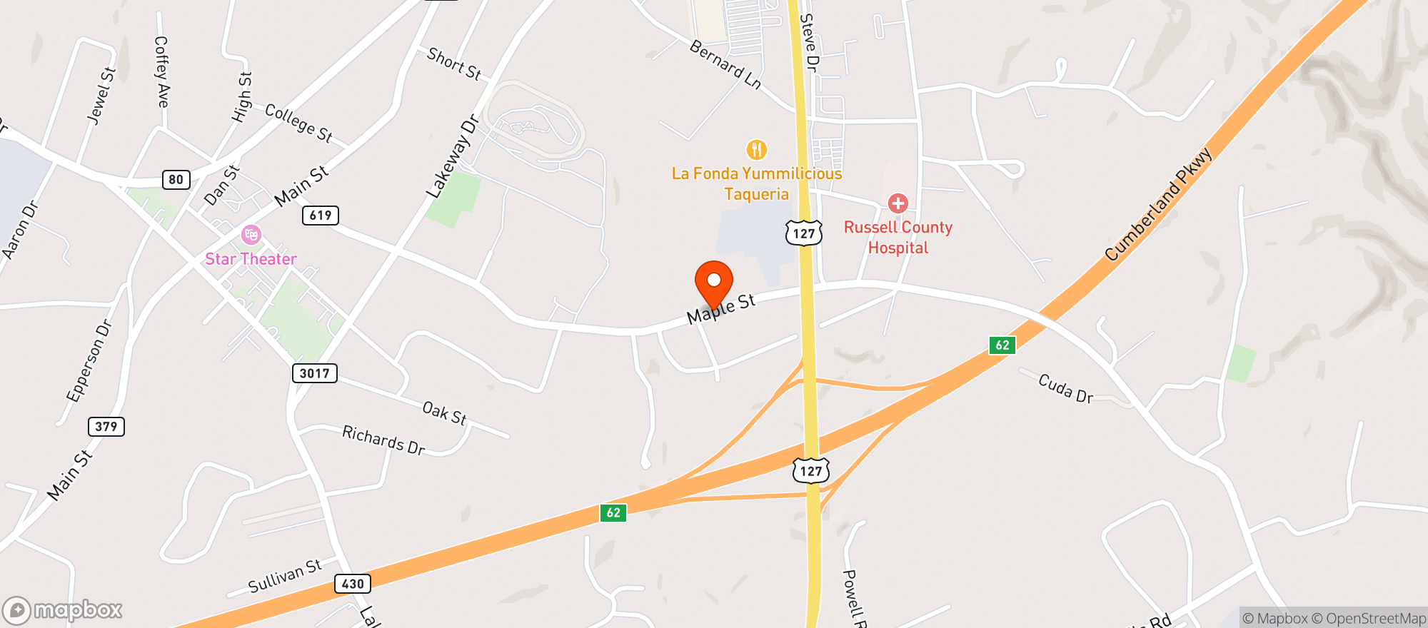 Map showing Maple Street Liquor