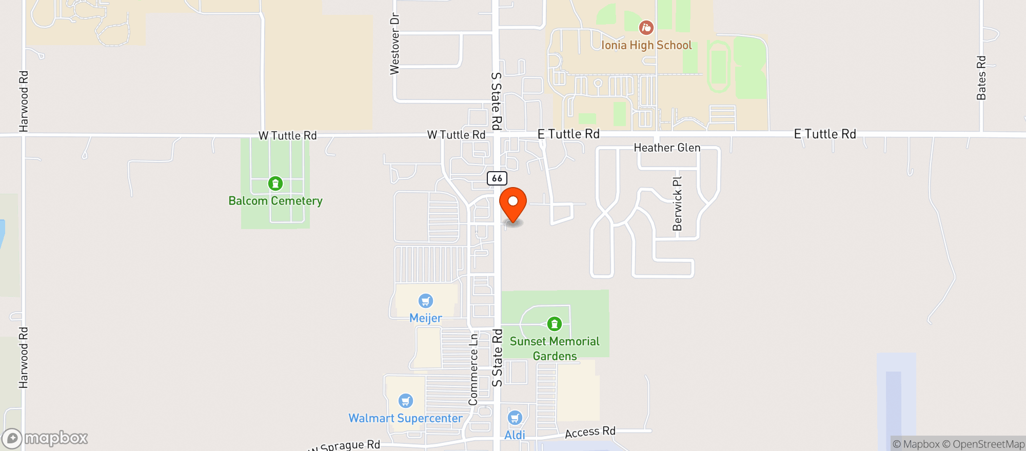 Map showing Kens Farm Market